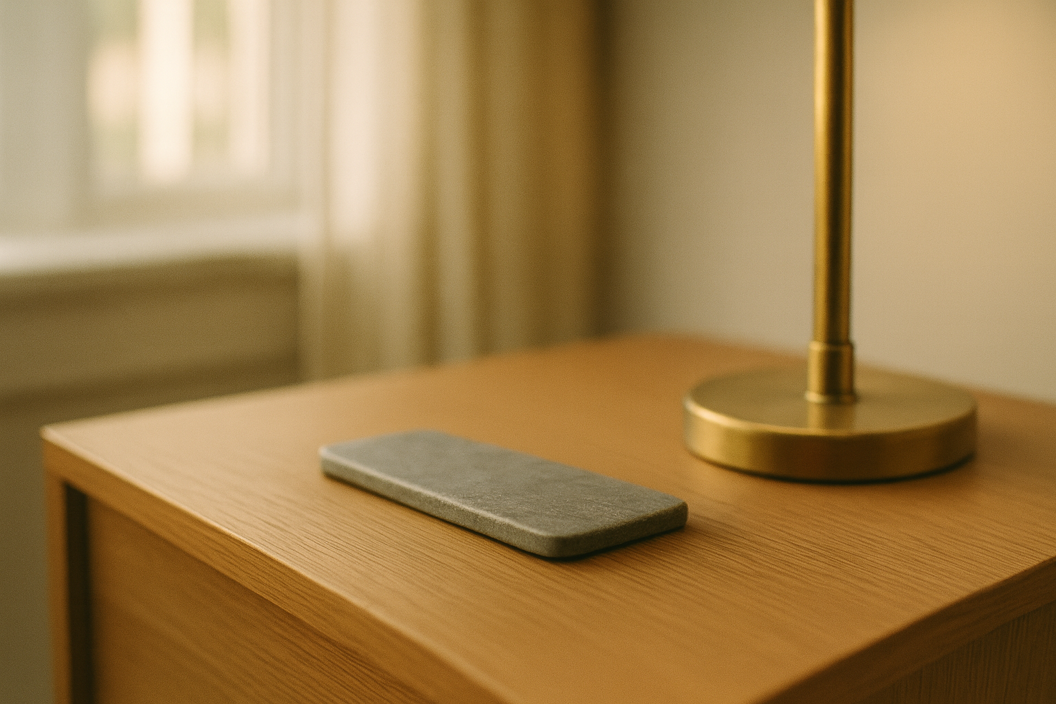 StonePhone on bedside table